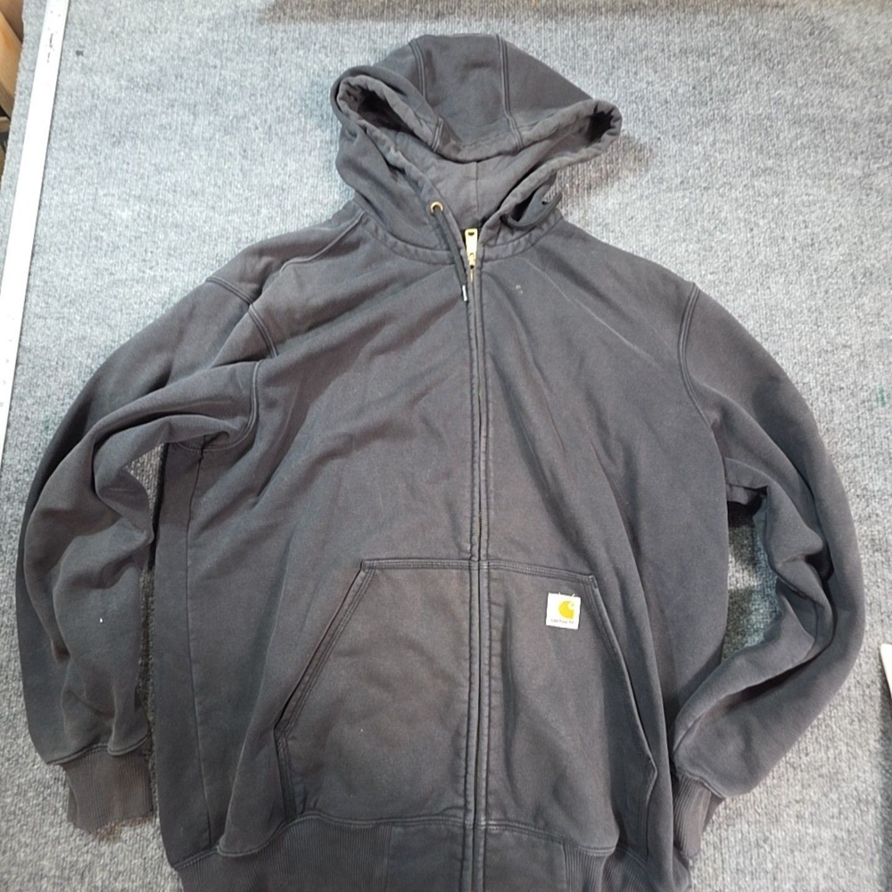 Carhartt Hoodie Mens Large Gray Full Zip Fleece Original Fit Kangaroo Pocket